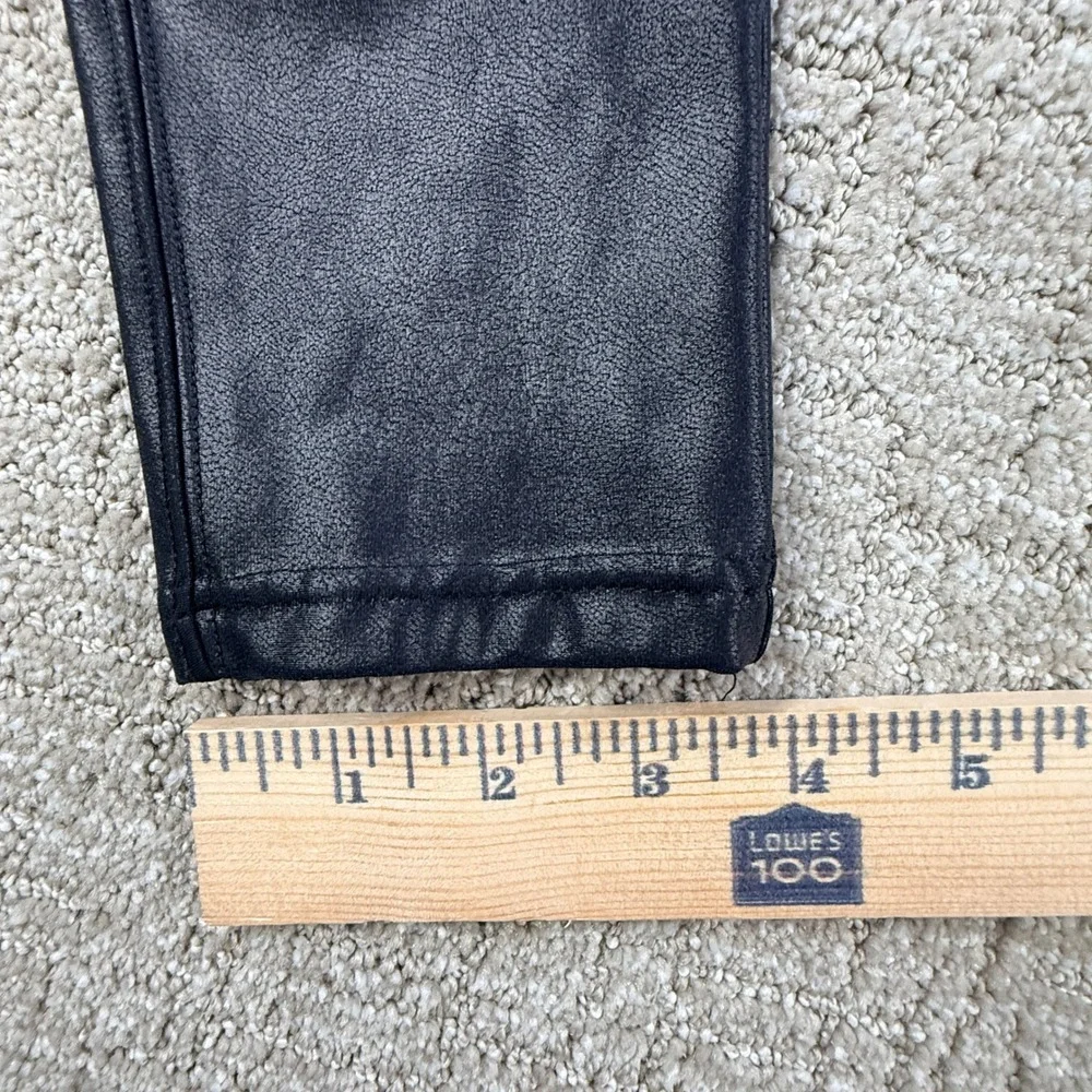 Spanx Leggings‎ Women L Petite Black Faux Leather High Waisted Shimmer Slimming